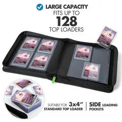Toploader Binder, Trading Card Binder Storage,128 4 Pocket Top Loader Pokemon... - Image 2