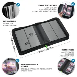 Toploader Binder, Trading Card Binder Storage,128 4 Pocket Top Loader Pokemon... - Image 4
