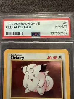 1999 Pokemon Base Set Unlimited Clefairy Holo 5/102 PSA 8 Near Mint - Image 2