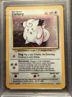 1999 Pokemon Base Set Unlimited Clefairy Holo 5/102 PSA 8 Near Mint - Image 3