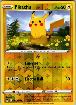 Pikachu Evolving Skies 049/203 Common Reverse Holo Pokemon Near Mint - Image 1