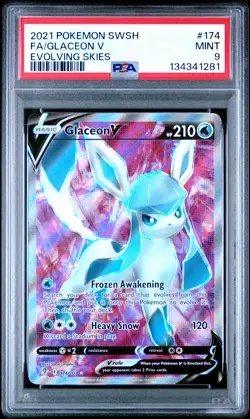 2021 POKEMON SWORD & SHIELD EVOLVING SKIES #174 FULL ART/GLACEON V PSA 9 - Image 1