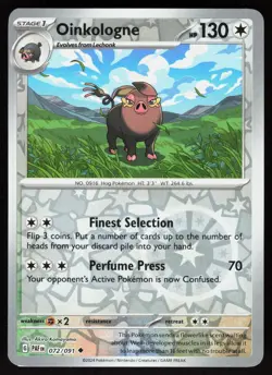 Oinkologne 072/091 Uncommon Paldean Fates Pokemon Reverse Holo Near Mint - Image 1