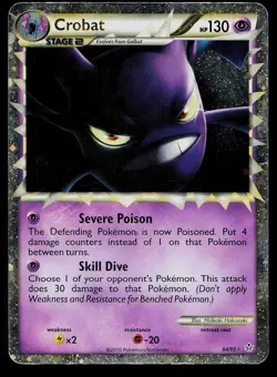 Pokemon Card HGSS Unleashed Crobat 84/95 Prime Rare Holo - Image 1