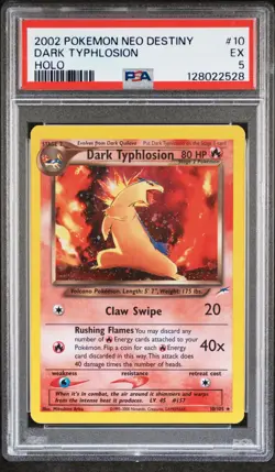 Vintage 2000 Nintendo Pokemon Dark Typhlosion Holo Neo Destiny Card 10/105 PSA 5 - Image 1