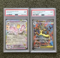 PSA 9 Pokemon Card Lot (2) English Espeon ex 034/131 + Lucario ex 160/182 - Image 1