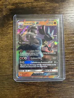 LUCARIO GX SM100 POKEMON CARD (SUN AND MOON PROMO SET) HALF ART HOLO - MINT - Image 1