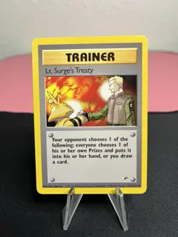 Lt. Surge's Treaty 112/132 Pokemon Gym Heroes Uncommon Vintage Trading Card - Image 1
