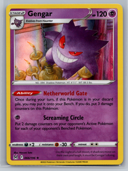 Pokemon Card Gengar Lost Origin Holo Rare 066/196 Near Mint - Image 1