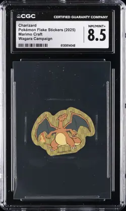 2025 POKEMON FLAKE STICKERS MARIMO CRAFT WAGARA CAMPAIGN CHARIZARD CGC 8.5 - Image 1