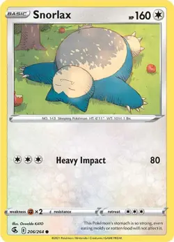Snorlax 206/264 Common Pokemon SWSH08: Fusion Strike NM - Image 1