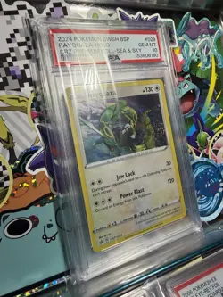 2024 POKEMON RAYQUAZA SWSH029 BLACK STAR PROMO SEA & SKY COSMO HOLO PSA 10 - Image 2