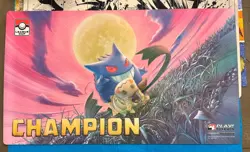 Pokemon 2018 League Cup Gengar Mimikyu Tag Team CHAMPION playmat never used - Image 1