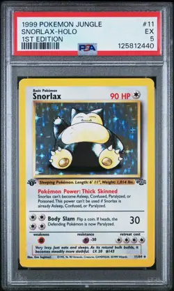 Pokemon TCG 1999 Snorlax 11/64 Jungle Holo 1st Edition PSA 5 - Image 1
