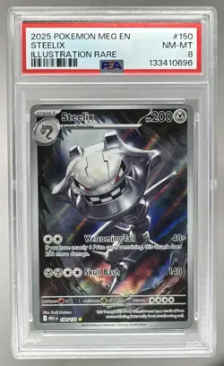 133410696 Steelix 2025 Pokemon Mega Evolution #150/132 Illustration Rare PSA 8 - Image 1