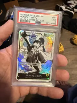 PSA MINT 9 2026 ONE PIECE ST29-001 EN ~ MONKEY D. LUFFY ~ BLACK & WHITE ALT ART - Image 1