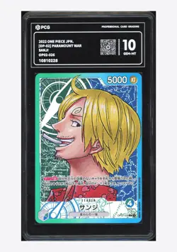 One Piece PCG 10 GEM-MT Sanji L Alt Art 2022 OP02-026 OP02 Japanese - Image 1