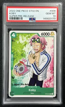 KOBY PSA 10 2022 ONE PIECE EN #ST02-006 SUPER PRE-RELEASE 3170 - Image 1