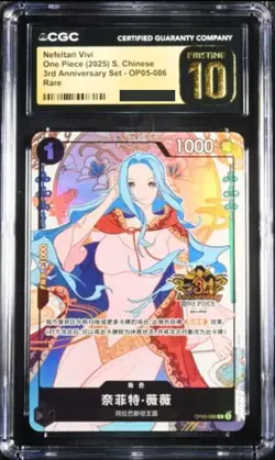 CGC 10 One Piece TCG Chinese Nefertari D. Vivi OP05-086 3st Anniversary - Image 1