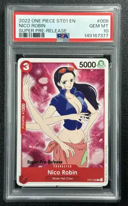 NICO ROBIN PSA 10 2022 ONE PIECE EN #ST01-008 SUPER PRE-RELEASE 7377 - Image 1