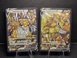 Sandshrew & Sandslash CUSTOM Made Stained Glass Holo Van Gogh Shiny Text Card - Image 1