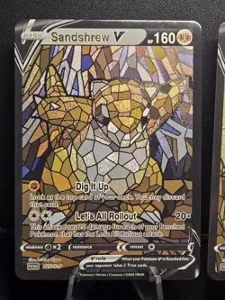 Sandshrew & Sandslash CUSTOM Made Stained Glass Holo Van Gogh Shiny Text Card - Image 2
