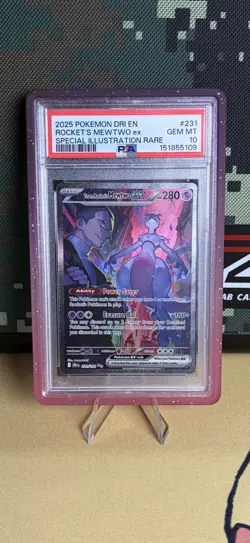 2025 Pokemon Team Rocket's Mewtwo ex Special Illustration Rare #231/182 PSA 10 - Image 1