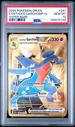 Pokemon TCG Cynthia's Garchomp ex PSA 10 Sv10 Destined Rivals Hyper Rare 241/182 - Image 1