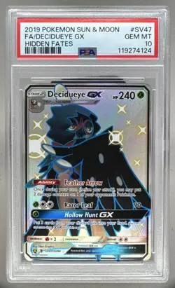119274124 Decidueye GX 2019 Pokemon Sun Moon Hidden Fates #SV47 PSA 10 - Image 1