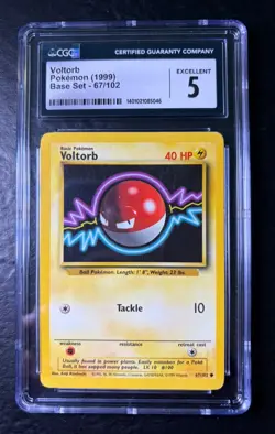 Voltorb 067/102 - Pokemon Base Set Regular - Graded CGC 5 - EX - Image 1