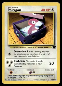 Porygon 48/82 Pokemon Card Team Rocket Uncommon 40 HP Moderately Played HN - Image 1