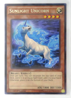 Yugioh Card Sunlight Unicorn BP03-EN064 1st Edition Rare LP - Image 1