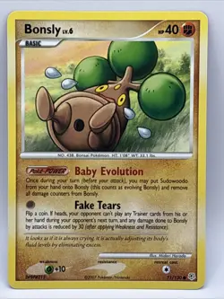 Pokemon TCG Bonsly Card 71/130 Diamond & Pearl Regular Mp - Image 1