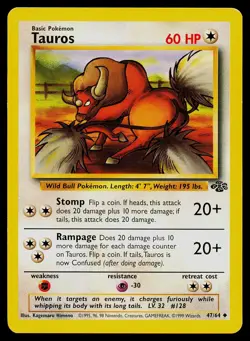Pokemon Card Tauros 47/64 Jungle Uncommon - Image 1