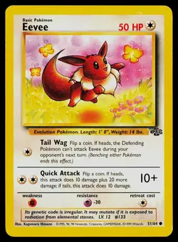Pokemon Card Eevee 51/64 Jungle Common - Image 1