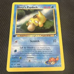 Misty's Psyduck 54/132 Uncommon 1st Edition Gym Heroes Pokemon Card MP1 - Image 1