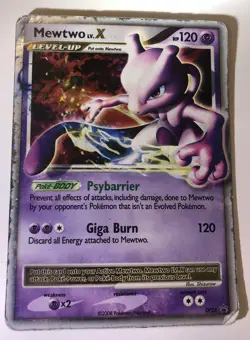 Pokemon Mewtwo LV. X DP28 Promo Black Star Cosmos Holo Card HP/DMG - Image 1