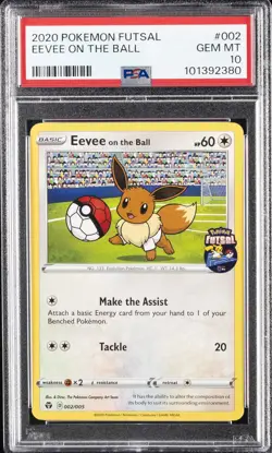 2020 POKEMON FUTSAL #002 EEVEE ON THE BALL PSA 10 - Image 1