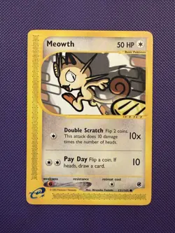 Meowth 121/165 Expedition Base Set Pokemon Card LP 2002 WOTC e-Reader - Image 1