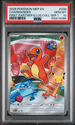 2026 POKEMON MEP EN-ME BLACK STAR PROMO #038 CHARMANDER PSA 10 - Image 1