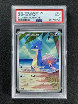 2025 Pokemon Dri En Misty'S Lapras #194/182 Illustration Rare PSA 9 MINT - Image 1