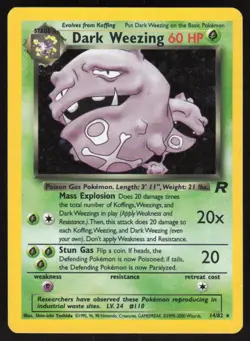 Dark Weezing 14/82 Holo Rare Team Rocket Pokemon Unlimited Holo Lightly Played - Image 1
