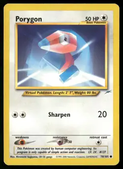 Porygon 78/105 Common Neo Destiny Pokemon Moderately Played - Image 1