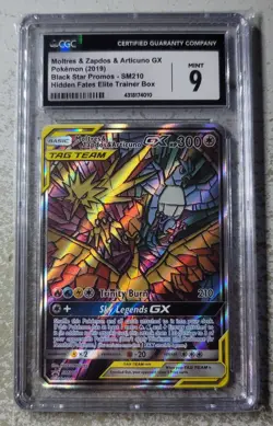 2019 Pokemon Black Star Promos #SM210 - Moltres & Zapdos & Articuno GX CGC 9 - Image 1