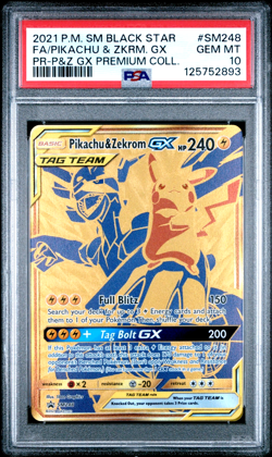 2021 POKEMON PREMIUM COLLECTION PROMO #SM248 FULL ART/PIKACHU & ZEKROM GX PSA 10 - Image 1