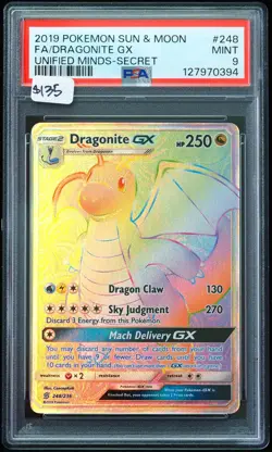 2019 Dragonite GX #248 Unified Minds PSA 9 Pokemon Card - Image 1