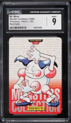 1996 Pokemon Japanese Bandai Carddass Part 2 Red Mr. Mime #122 CGC 9 True Rookie - Image 1