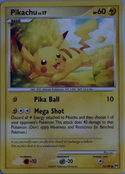Pokemon cards, Pikachu, Basic, HP60, Pika ball, Mega Shot,2009, 71/99, Regular - Image 1