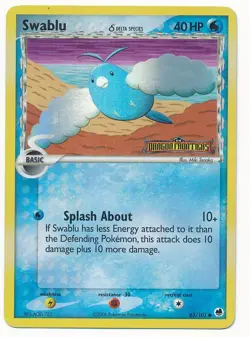 2006 POKEMON EX DRAGON FRONTIERS SWABLU DELTA SPECIES #65/101 HOLO STAMPED MINT - Image 1