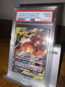 LOW POP 14! 2019 RESHIRAM & CHARIZARD GX SM201 POKEMON SM BLACK STAR PROMO PSA 2 - Image 1